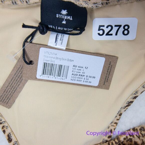 NEW Free People x Thrills mild animal print string bikini bottom, USA L - Picture 11 of 13